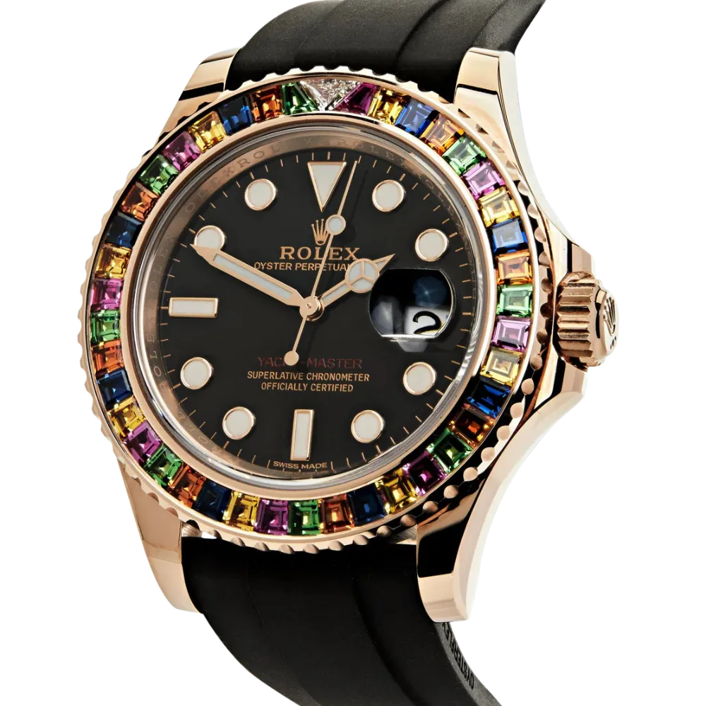 Rolex Yacht-Master 40 116695SATS Rose Gold Black Dial Rainbow Bezel - Image 2