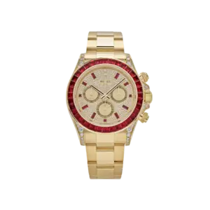 Rolex Daytona 126598TRU Yellow Gold Ruby Bezel Diamond Pave Dial