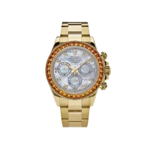 Rolex Daytona 116578SACO Yellow Gold Sapphire Bezel Mother Of Pearl Dial