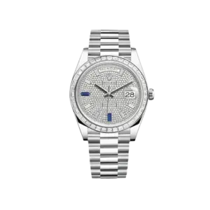 Rolex Day-Date 40 228396TBR Platinum Diamond Bezel Diamond-Paved Sapphire Dial