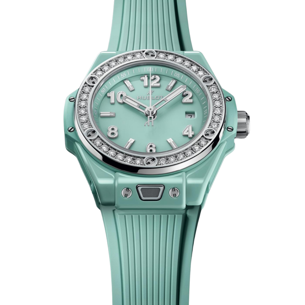 Big Bang One Click Mint Green Ceramic Diamonds Ref. 485.GS.5271.RX.1204 - Image 4