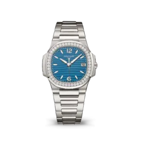 Patek Philippe Nautilus 7010/1G-013 'Ladies' White Gold Blue Dial Diamond Bezel (2025)