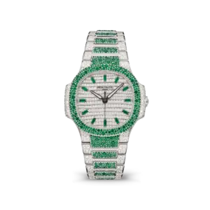 Patek Philippe Nautilus 7118/1453G 'Ladies Haute Joaillerie' White Gold Diamond Emerald Set