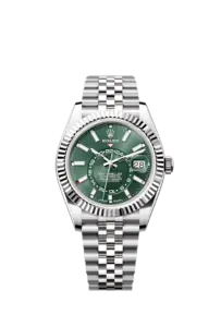 Rolex Sky-Dweller, 42mm, Oystersteel and 18k White Gold, Green, Jubilee, Ref# 336934-0002